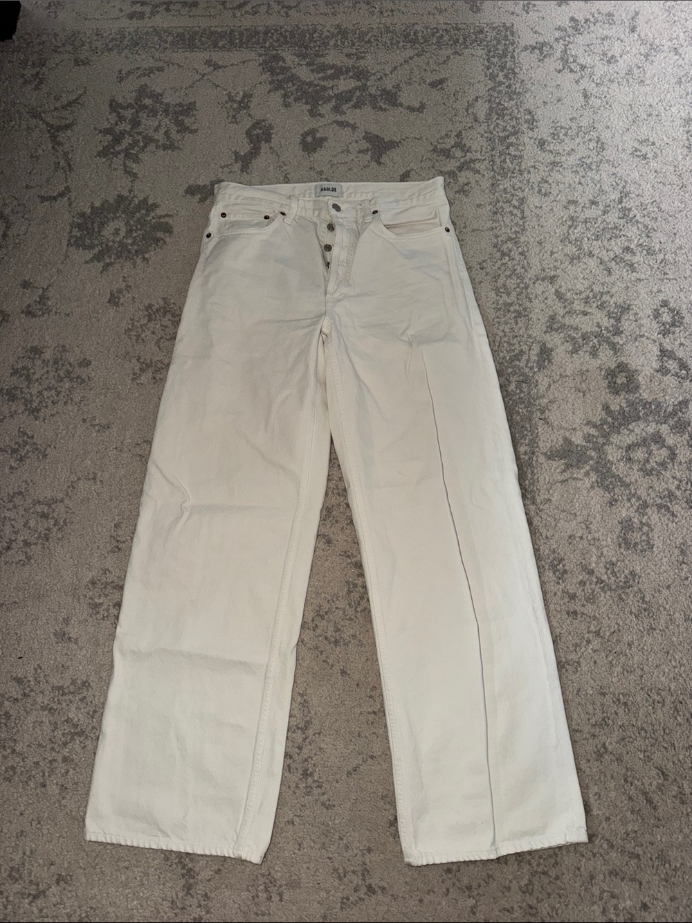Agolde Off-White Relaxed Straight Jeans